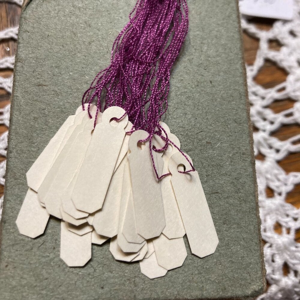25 Vintage Jewelry tags Purple String Aged Dennison Jewelry Tag Boutiqe